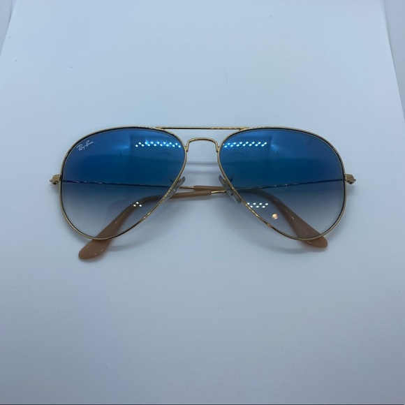 Ray Ban Aviator Blue Tan Gold - Picture 5 of 6